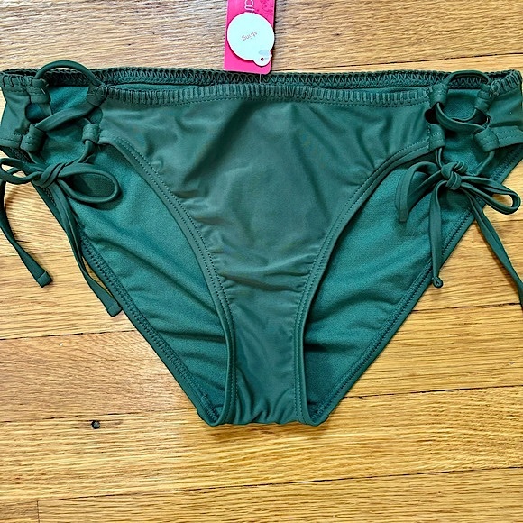 NWT Target Xhilaration Olive Keyhole Side Tie String Bikini Swim Bottoms - Picture 2 of 13